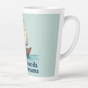 Caneca De Café Latte Citação Inspiradora Náutica de Velho Barco à Vela