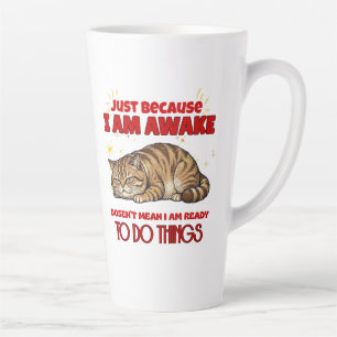 Caneca De Café Latte Citação Sarcástica do Gato Mal-Humorado