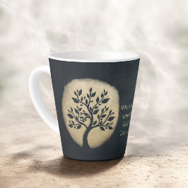 Caneca De Café Latte Citações Douradas de Árvore Preta do Instrutor de