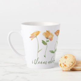 Caneca De Café Latte Citações Inspiradoras de Poppies Laranja