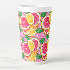 Caneca De Café Latte Citrus Ponto Polka Rosa