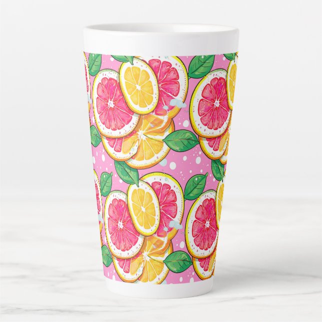 Caneca De Café Latte Citrus Ponto Polka Rosa (Frente)
