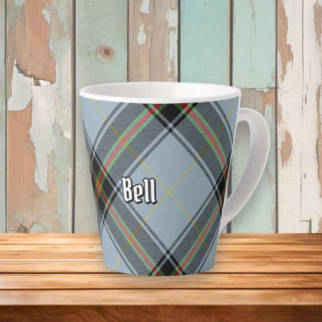 Caneca De Café Latte Clan Bell Tartan (Criador carregado)