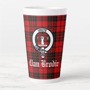 Caneca De Café Latte Clan Brodie Crest Crachá e Tartan