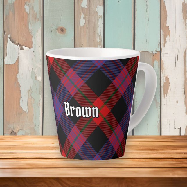 Caneca De Café Latte Clan Brown Tartan (Criador carregado)