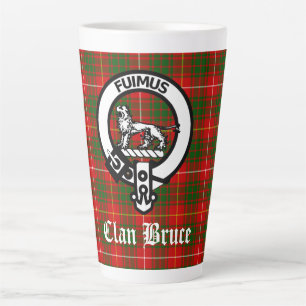 Caneca De Café Latte Clan Bruce Crest Crachá e Tartan