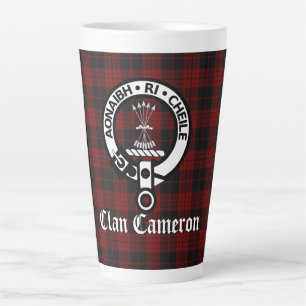 Caneca De Café Latte Clan Cameron Crest Crachá & Tartan