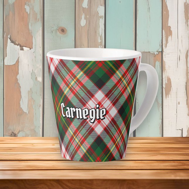 Caneca De Café Latte Clan Carnegie Dress Tartan (Criador carregado)