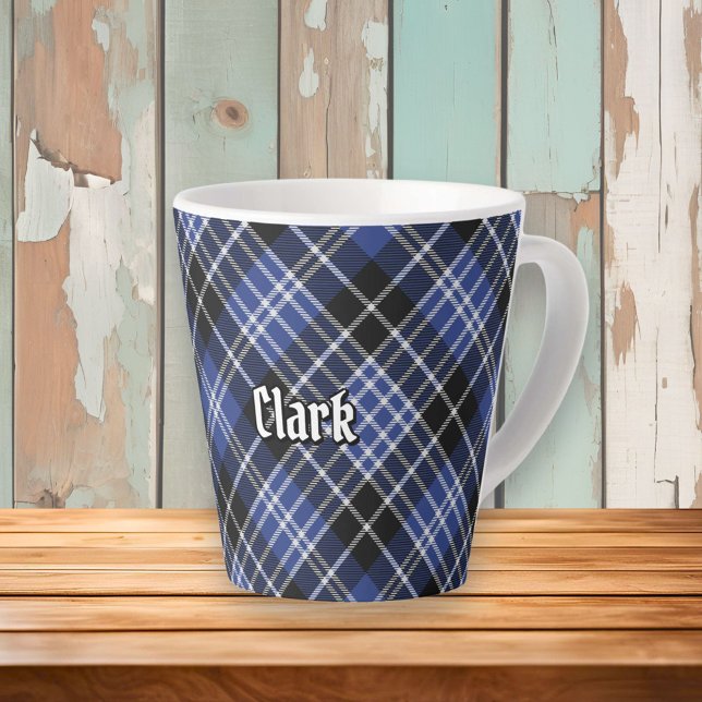 Caneca De Café Latte Clan Clark Tartan (Criador carregado)