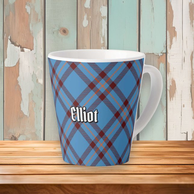 Caneca De Café Latte Clan Elliot Antigo Ancião Tartan Latte Mug (Criador carregado)