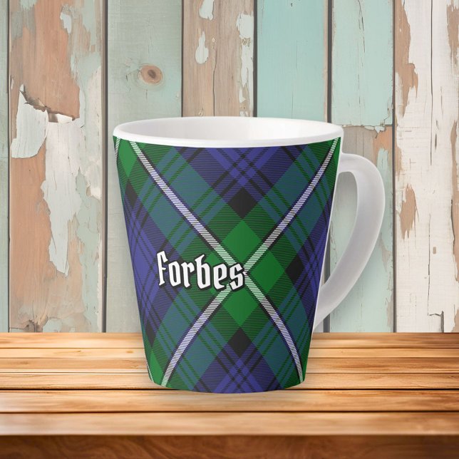 Caneca De Café Latte Clan Forbes Tartan (Criador carregado)