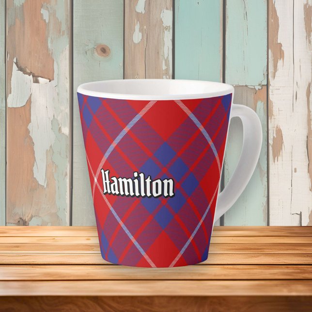 Caneca De Café Latte Clan Hamilton Red Tartan Latte Mug (Criador carregado)