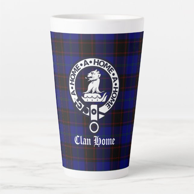 Caneca De Café Latte Clan Home Crest Crachá e Tartan (Frente)