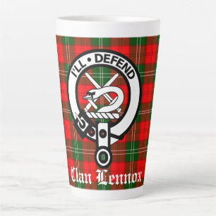 Caneca De Café Latte Clan Lennox Crest Crachá & Tartan