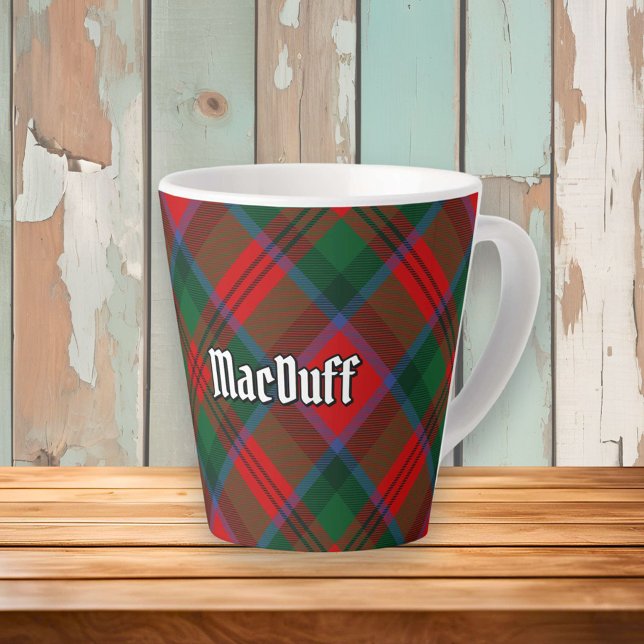 Caneca De Café Latte Clan MacDuff Tartan (Criador carregado)