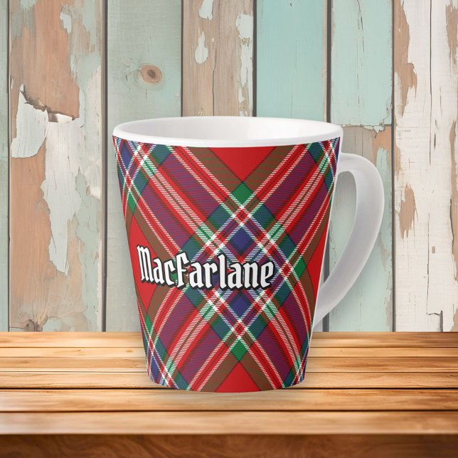 Caneca De Café Latte Clan MacFarlane Red Tartan (Criador carregado)