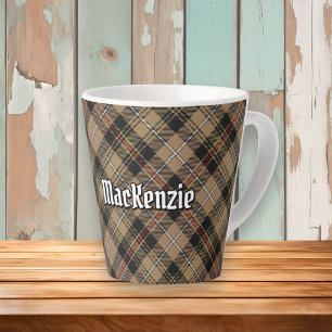 Caneca De Café Latte Clan MacKenzie caçando Brown Tartan Latte Mug