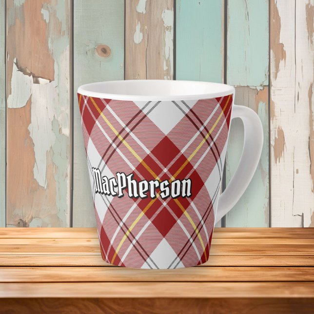Caneca De Café Latte Clan MacPherson Red Dress Tartan Latte Mug (Criador carregado)
