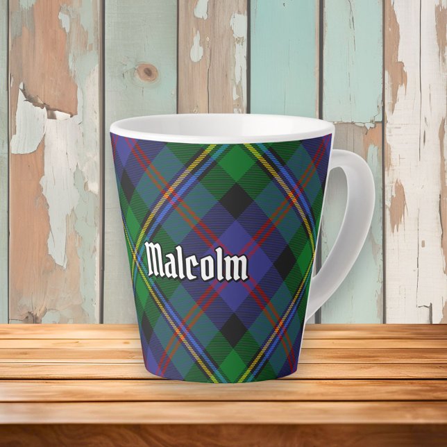 Caneca De Café Latte Clan Malcolm Tartan (Criador carregado)