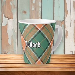 Caneca De Café Latte Clan Pollock Tartan Latte Mug