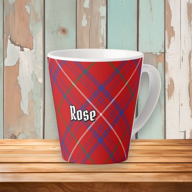 Caneca De Café Latte Clan Rosa Tartan (Criador carregado)