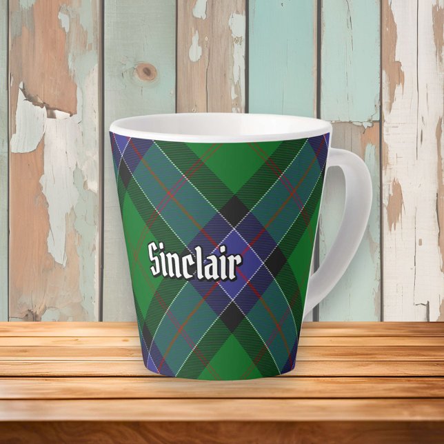 Caneca De Café Latte Clan Sinclair caçando Tartan (Criador carregado)