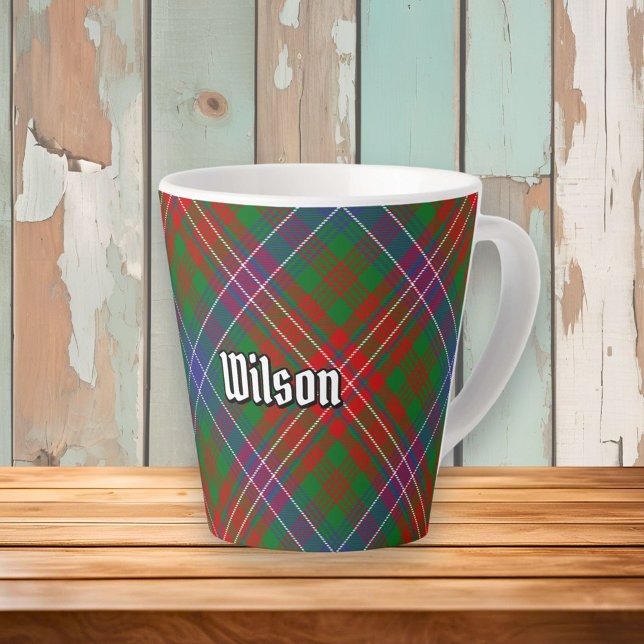 Caneca De Café Latte Clan Wilson Modern Tartan (Criador carregado)