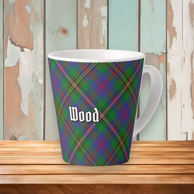 Caneca De Café Latte Clan Wood Tartan (Criador carregado)
