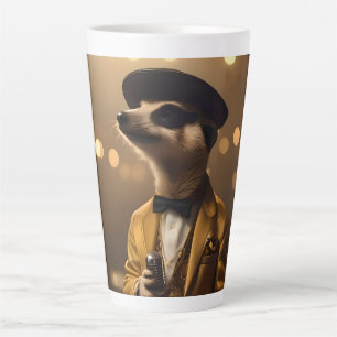 Caneca De Café Latte "Clareira de Lua do Suricato: Serenata de um Canto