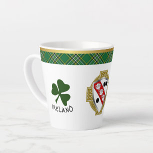 Caneca De Café Latte Clarke Irish Shield & Tartan Personalizado