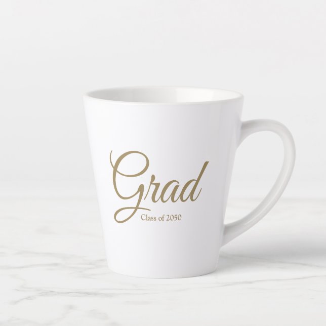 Caneca De Café Latte classe de Formando do texto de script personalizad (Direita)