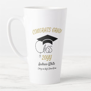 Caneca De Café Latte Classe de Parabéns Formando-Inspiração-Preto-Doura