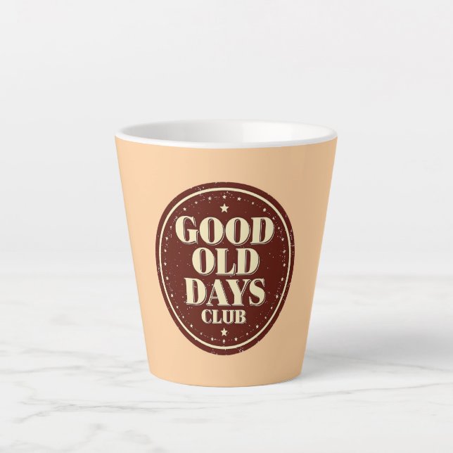 Caneca De Café Latte Classic Brown Good Old Days Club Emblem (Frente)