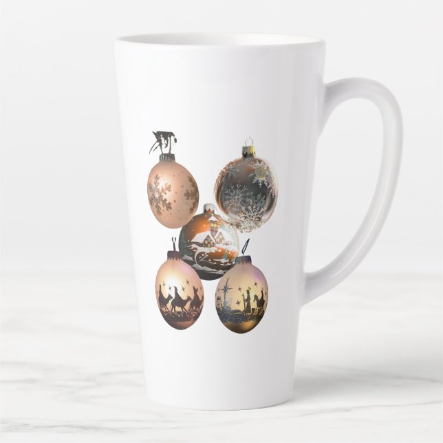 Caneca De Café Latte Classic Christmas Ornament Assortment (Direita)