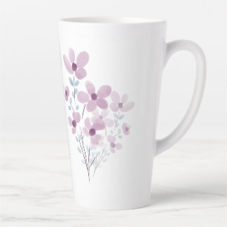 Caneca De Café Latte Clássica Mug com flores roxas