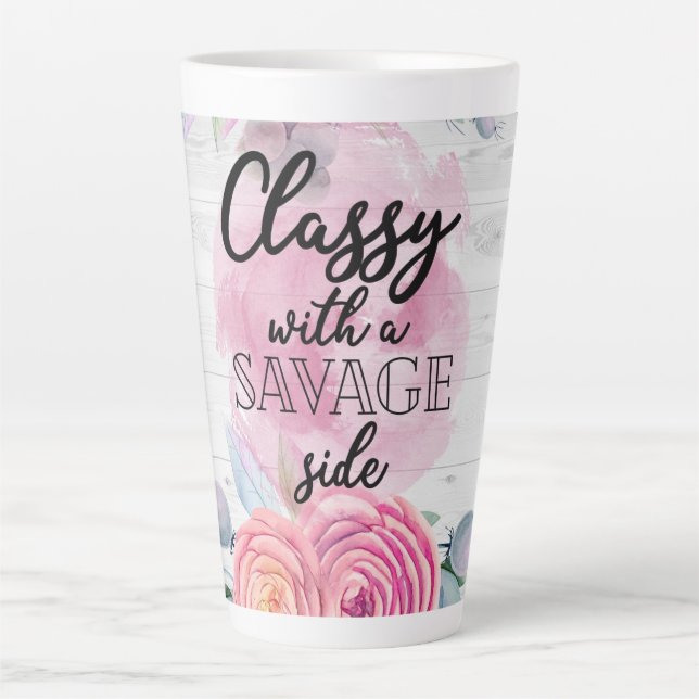 Caneca De Café Latte Clássico com um lado de salga (Frente)