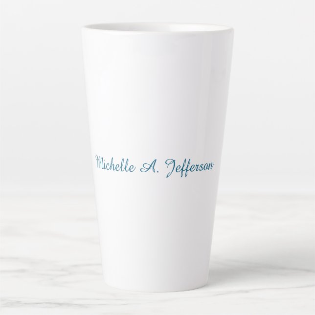 Caneca De Café Latte Clássico Creative Trendy White Ocean Blue (Frente)