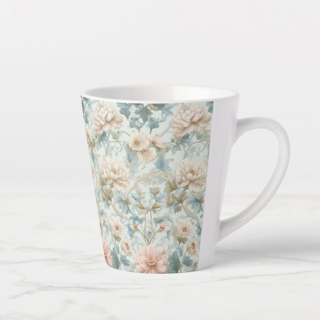 Caneca De Café Latte Clássico Floral Botânico Britânico (Direita)