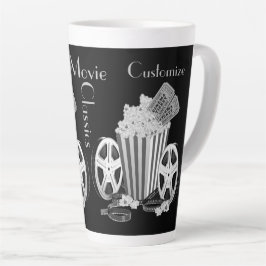 Caneca De Café Latte Clássicos personalizados de filmes em preto e bran