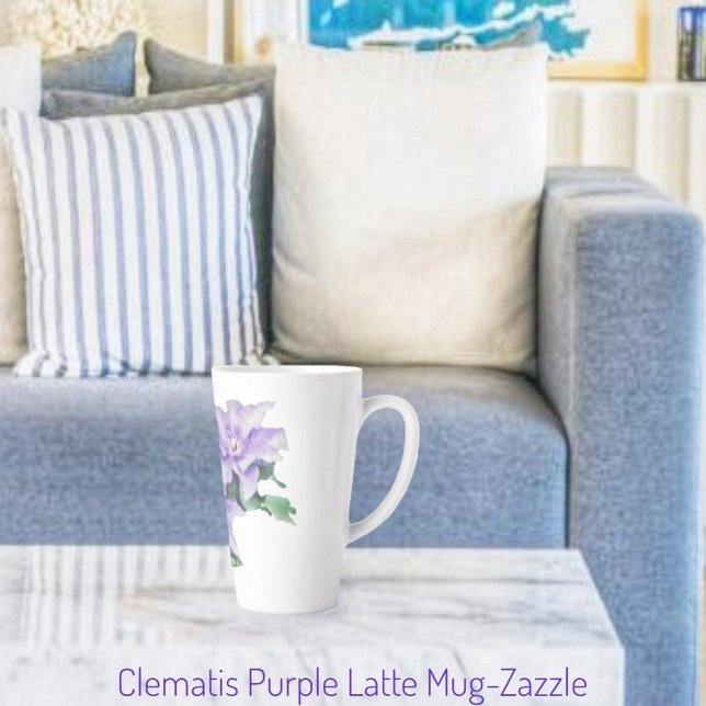 Caneca De Café Latte Clematis Purple (Criador carregado)