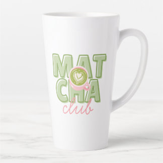 Caneca De Café Latte Clube de Matcha Verde e Rosa Estética Impressão At