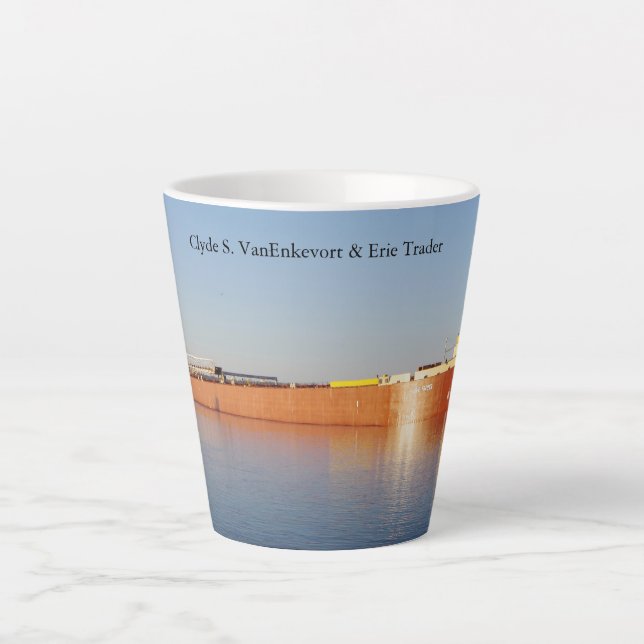 Caneca De Café Latte Clyde VanEnkevort & Erie Trader lata (Frente)