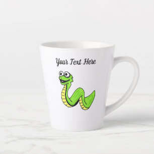 Caneca De Café Latte Cobra de desenho animado Olhos grandes Verde Amare