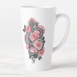 Caneca De Café Latte Cobra e rosas de pêssego