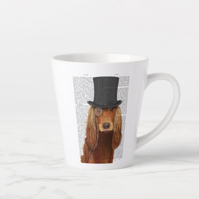 Caneca De Café Latte Cocker Spaniel, Formal Hound e Chapéu (Direita)