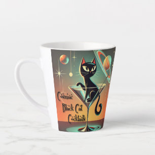 Caneca De Café Latte Cocktails de Gato Negro Cósmico e Futuro Atômico