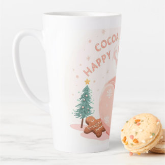 Caneca De Café Latte Cocoa, Cookies & Calm – Camiseta de Natal Pastel C
