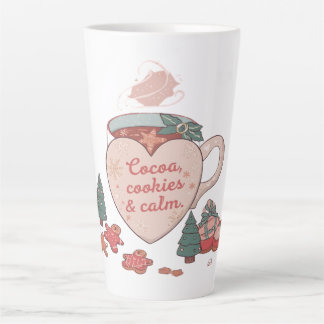Caneca De Café Latte Cocoa, Cookies & Calm – Pastel Camisa de Natal CoT