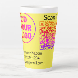 Caneca De Café Latte Código QR minimalista simples adicionar logotipo n