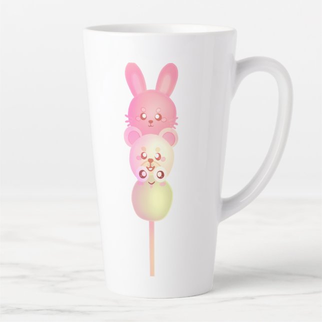 Caneca De Café Latte Coelhinho Bonito, Urso E Sapo Dango Glossy Poster (Direita)